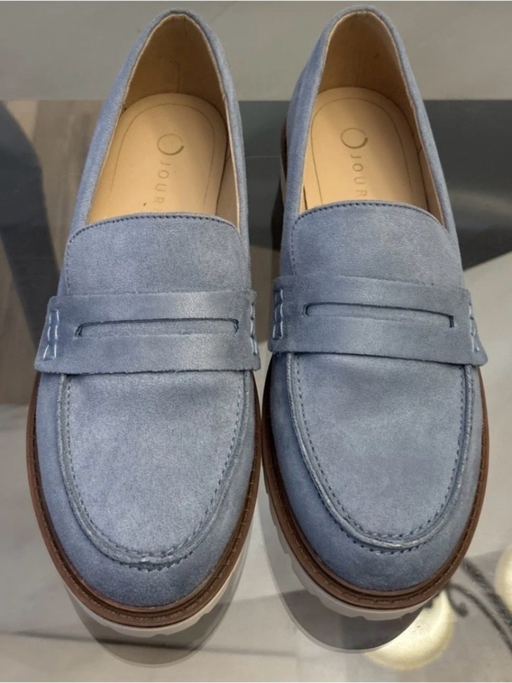 Journee Collection Light Blue Suede Penny Loafers for Men